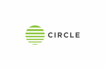 Leinwandbilder - Abstract Circle Logo. Green Circle Shape Combined With Stripped Lines Isolated On White Background. Flat Vector Logo Design Template Element Usable For Business and Technology Logos.
