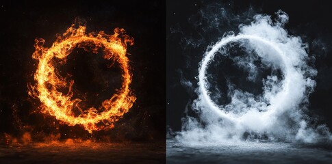 Poster - The flare radiates a fiery energy, its light glowing with an abstract ring made of plasma and flames.