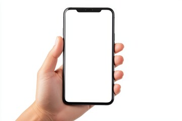Leinwandbilder - In the left hand is a modern smartphone with a transparent screen and the smartphone in the right hand is a smartphone, a modern design mock-up for any background you like and for any image you like