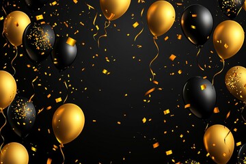 Poster - Balloons and confetti create a celebration background