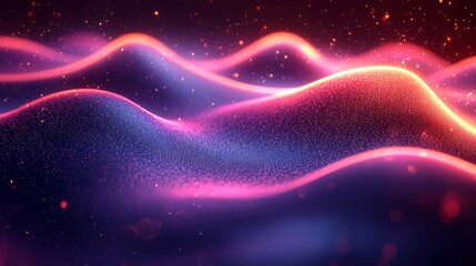 Leinwandbilder - Abstract waves with shimmering particles create a vibrant and dynamic visual atmosphere that is ideal for backgrounds.