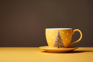 Poster - Christmas tea cup saucer coffee drink.