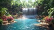 © Zaleman - An enchanting digital jungle oasis featuring exotic plants, animated animals, and a serene waterfall pool
