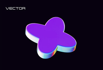 Wall Mural - holographic geometric shape . 3d vector illustration