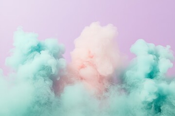 Poster - Delicate pastel clouds in green, pink, and purple hues blend together, creating a softly glowing, serene atmosphere, inspiring creativity and tranquility.