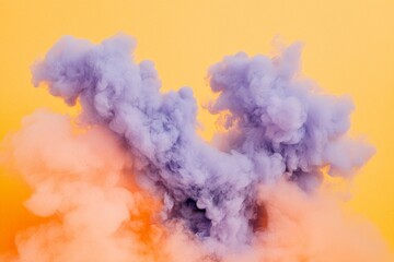 Poster - Vivid purple and orange smoke swirls against a bright yellow backdrop, creating a dynamic and energetic visual display that captures movement and vibrant energy.