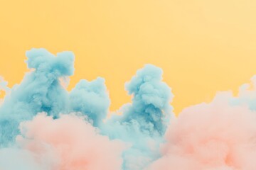 Poster - Vibrant blue and pink clouds contrast against a brilliant yellow sky, conveying energy and creativity. The dynamic blend inspires joy and artistic expression.