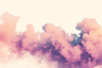 Poster - Soft, fluffy clouds resembling cotton candy float gracefully in a pastel-colored sky, evoking a sense of tranquility and ethereal beauty in an abstract form.