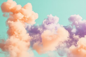 Poster - A mesmerizing display of colorful vapor clouds swirling gently against a calming teal backdrop, inspiring a sense of whimsy and artistic elegance in the viewer.
