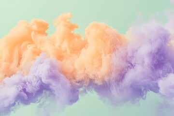 Poster - In this image, delicate orange and purple clouds gracefully weave through the sky, engaging in a soft dance that conveys peace and imaginative artistic expression.