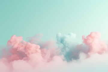 Aufkleber - This image features swirling pink and teal clouds against a bright background, evoking a sense of calmness and serenity with an abstract artistic touch.