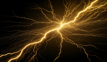 Gold lighting energy flash background.  AI Generated