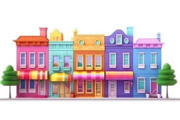 Canvas Print - Architecture building cartoon street.