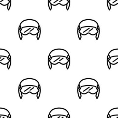 Pilot helmet cartoon doodle seamless pattern, Vector.