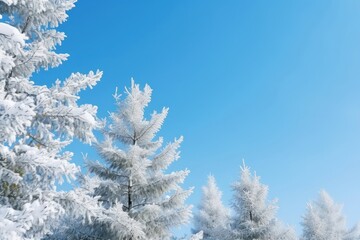 Canvas Print - Snow On Pine Trees snow sky.