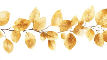 Sticker - Golden Leaf Branch Illustration