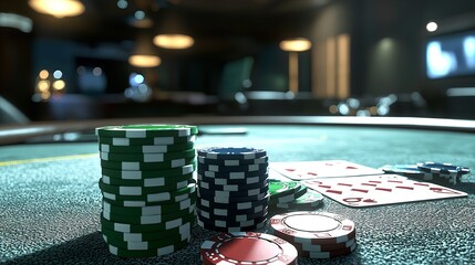 Stacks of poker casino chips isolated on transparent background