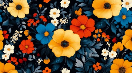 Sticker - Floral Pattern with Vibrant Blooms