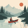 © Boy - Serene Canoeing in a Mountain Lake