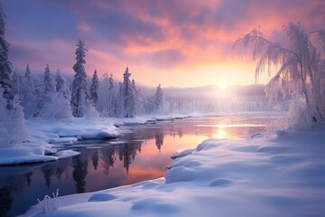 Poster - Landscape panoramic outdoors winter.