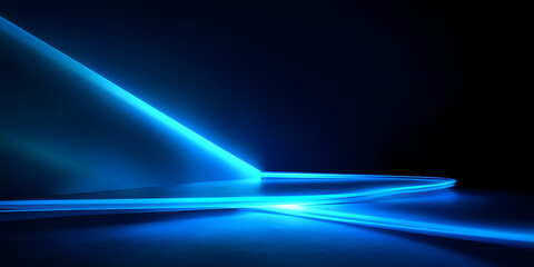 Poster - Glow abstract soft neon blue light effect on dark blue background