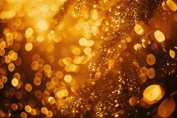 Elegant gold background with bokeh and shiny light. Bright luxury gold abstract background design.