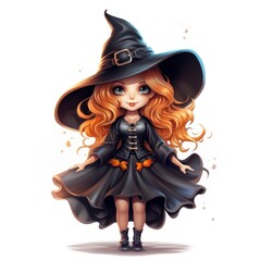 Canvas Print - Cute witch halloween toy jack-o'-lantern.