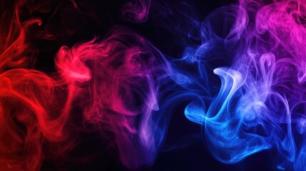 Aufkleber - Swirling hues of red and blue smoke intertwine, creating an enchanting abstract backdrop