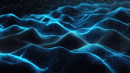 Fototapete - A mesmerizing display of luminous waves flows in a digital landscape, captivating the mind