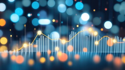 Poster - Abstract financial chart with bokeh lights