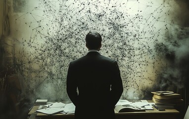 Aufkleber - Artistic representation of a chaotic decisionmaking environment, featuring a tangled web of processes and branches, symbolizing the difficulties of poor organizational management