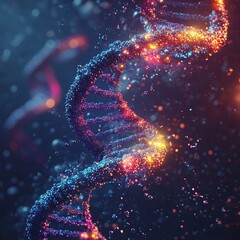 Fototapete - Colored double helix DNA structure for science concept.