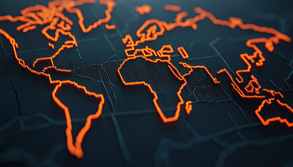 Poster - Exploring the digital representation of global connectivity through a neon-outlined world map
