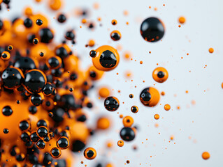 Aufkleber - Dynamic composition of black and orange spheres in motion an abstract exploration of color and form