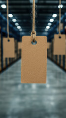 Poster - Empty tags hanging in a warehouse a focus on organization and inventory management in modern industry settings