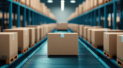 Poster - Efficient warehouse operations streamlining package handling in modern logistics environments to enhance productivity and accuracy