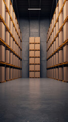 Poster - Efficient warehouse storage solutions maximizing space with organized shelving and packaging techniques for optimal inventory management