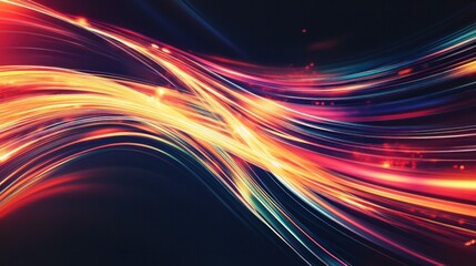 Poster - abstract composition featuring bright light trails swirling around a dark background,