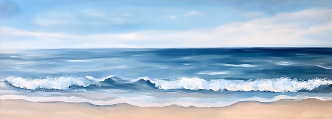 Wall Mural - 61. a serene beach scene with soft waves, creating a relaxed ambiance