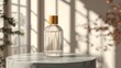 © Sri - A sleek perfume bottle on a marble table, illuminated by soft natural light.
