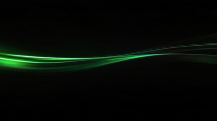 Poster - abstract green lines on black background