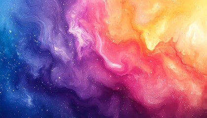 Poster - Rainbow color ink splatter swirl illustration, fantasy flower texture, watercolor paint brush stroke explosion, modern vibrant design, 3D digital artwork for wallpapers
