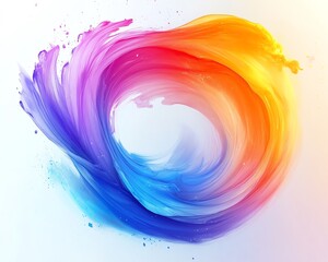 Aufkleber - Vivid abstract ink splatter swirl with rainbow colors, fantasy floral texture, watercolor paint brush stroke explosion, modern vibrant design, 3D digital art for wallpaper