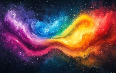 Aufkleber - Abstract rainbow color ink splatter swirl background