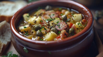 Poster - A warm bowl of soup served with fresh bread on the side, perfect for a cozy meal