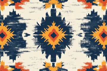 Poster - A geometric design featuring blue and orange patterns on a white background