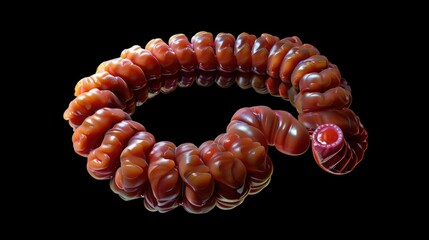 Poster - Close-up image of a spiral-shaped bead arrangement with a prominent red bead at its center