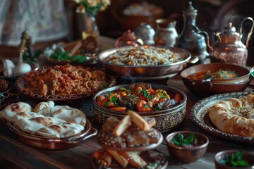 Poster - A diverse selection of foods on a table for serving and enjoyment