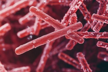 Aufkleber - A cluster of bright red sticks photographed in tight focus, ideal for highlighting small details or adding a pop of color to designs