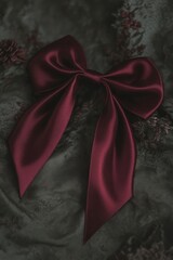 Poster - A red bow lying on the edge of a bed